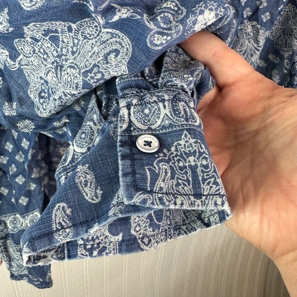 Foxcroft Blue roll tab Button Up Shirt Size 24W - Picture 4 of 5